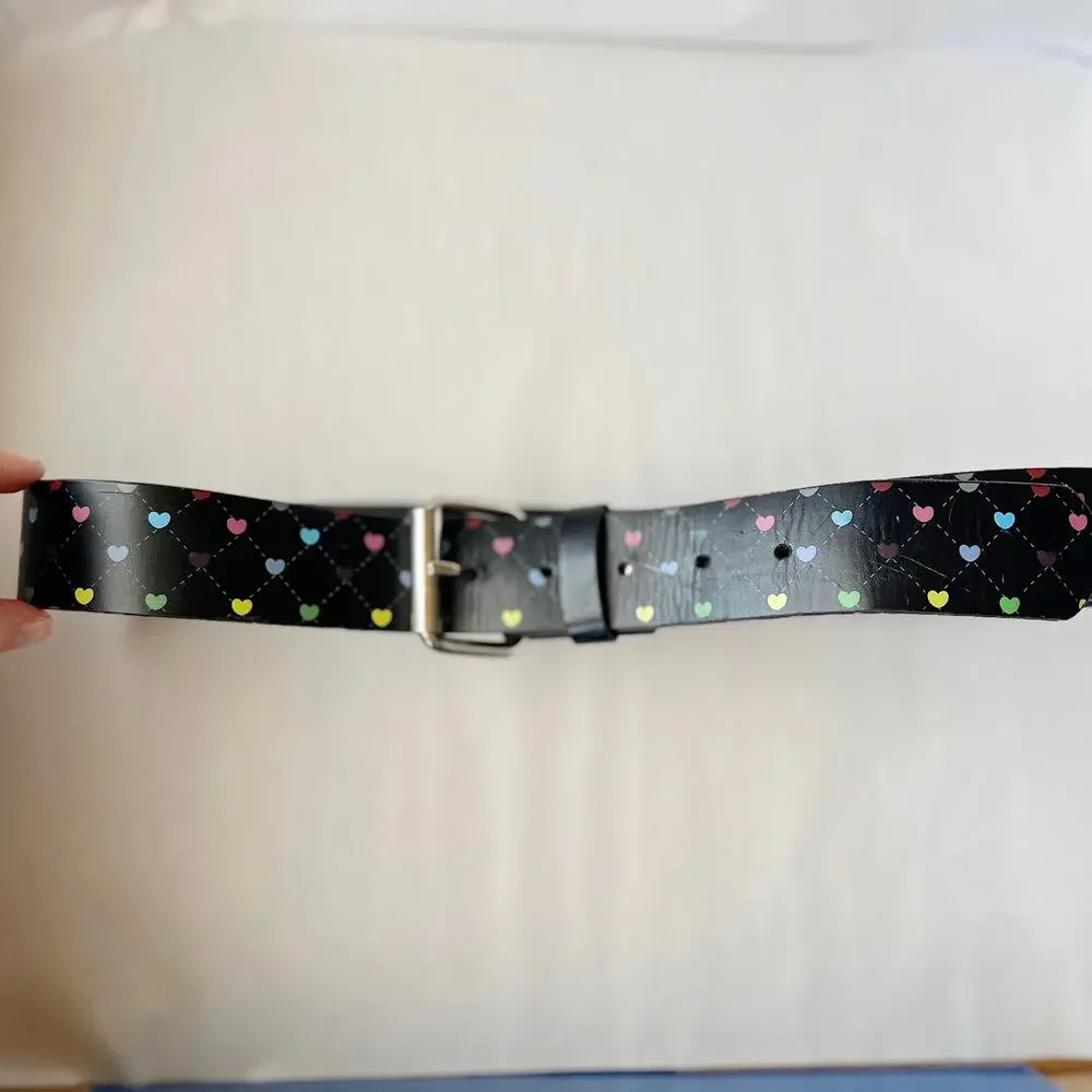 Vintage 2000s Black Rainbow Heart Belt Women's Medium